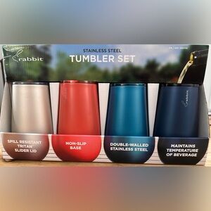 Rabbit Stainless Steel Tumbler Set - Beige, Red, and Teal
